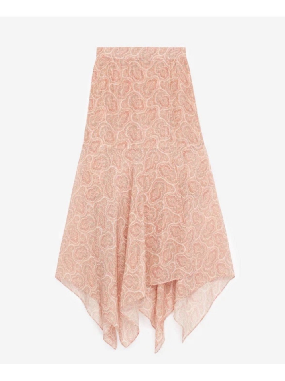 The Kooples Pink Paisley Asymmetrical Handkerchief-Hem Skirt